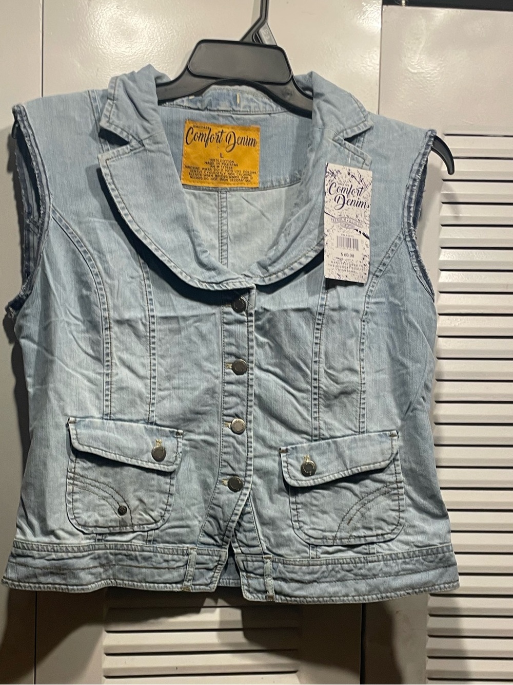 Comfort Denim Women’s Light Blue Denim Vest - Picture 2 of 7
